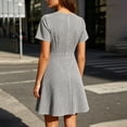 thumbnail image 5 of Vivianyo HD Women's Wrap V Neck Gingham Dresses, Short Sleeve Slim Casual Mini Sundresses for Women, Women's Black, Sizes S-3XL, 5 of 6