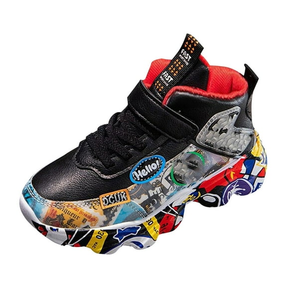 KPOPLK Toddler Kids Shoes Sneakers Sports Fashion Sneakers Shoes for Boys Girls Toddler(B,F14-Black)