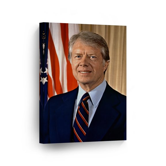 Smile Art Design 39th President of The United States of America James Carter Portrait Canvas Wall Art Print American History Political Icon Office Library Living Room Home Decor 12x8