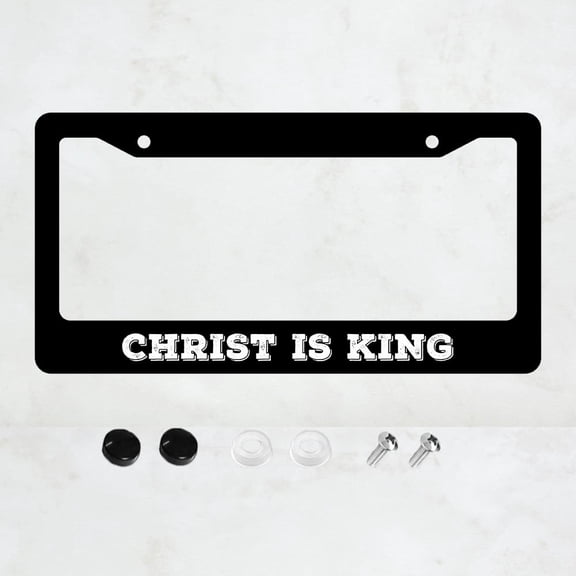 Christ is King License Plate Prame Aluminium Rust-Proof Auto Parts License Plate Decorative Screws Fit Standard 2 Holes 1 U.S. License Plate, 12.2x 6.3 Inch