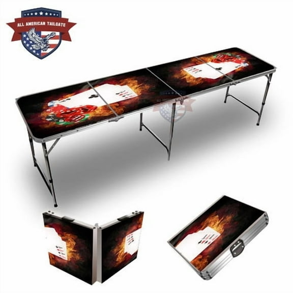 Chips And Cards On Fire 8ft Tailgate Table