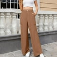 thumbnail image 5 of Wdfiry Cargo Pants for Women Plus Size Wide Leg High Waist Cargo Pants Casual Button Elastic Waist Pockets Long Pants, 5 of 8
