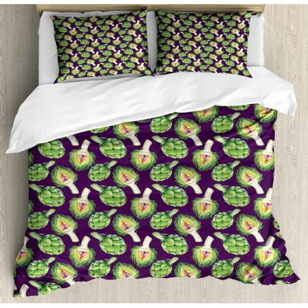 Vegetable Art King Size Duvet Cover Set Vibrant Artichoke Motif