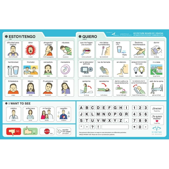 EZ Communication Board, Patient Picture Board (Spanish)