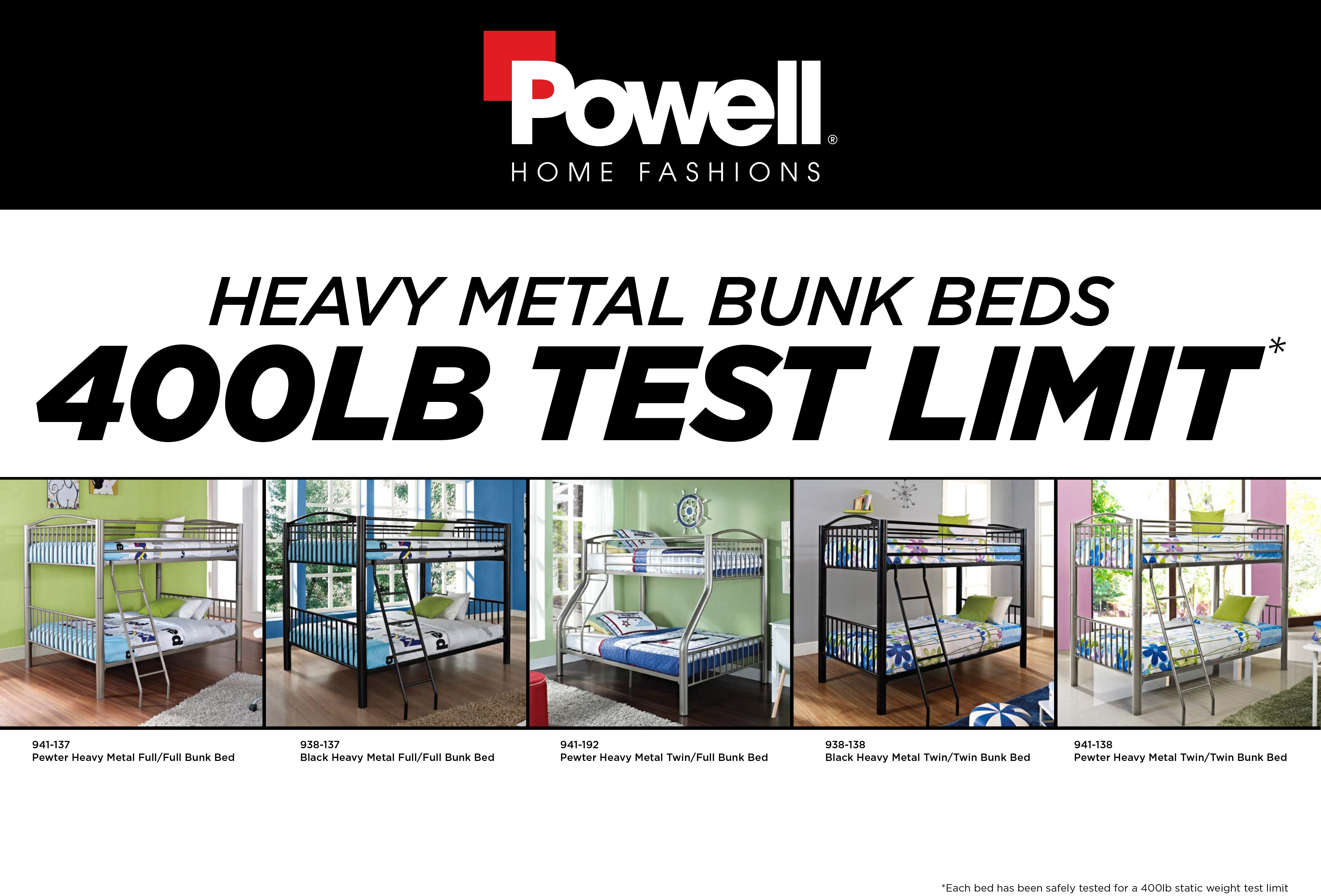 Powell Full Over Metal Bunk Bed Multiple Colors Com