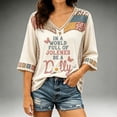 thumbnail image 5 of Women's Dolly Shirts Country Music Legend Versatile T Shirt Printed V Neck 3/4 Sleeve Casual Tops Graphic T‑Shirt L, 5 of 5