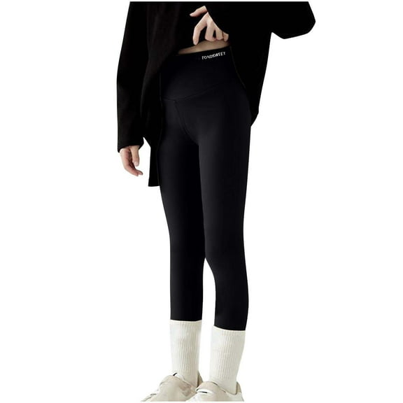 Efsteb Children's Kids Girls Leggings Casual Solid Color Elastic Waist Sports Pants Fashion Slim Leggings (Black,8 Years)