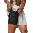 thumbnail image 1 of Hanerdun Men 2-in-1 Running Sport Shorts with Pocket Quick Dry Workout Short Light Gray, 1 of 5