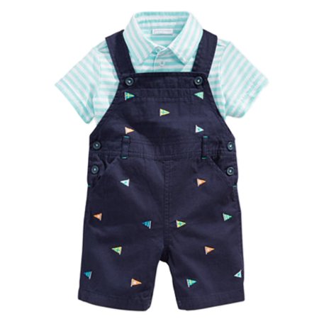 - First Impressions Infant Boys 2 Piece Blue Polo T-Shirt & Shortall Overall