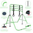 thumbnail image 4 of Adjustable Height Gymnastic Bar for Kids, Multi-Functional Foldable Steel Horizontal Training Bar with Rings, Green, Space Saving Indoor Home Gym Equipment for Children, 4 of 9