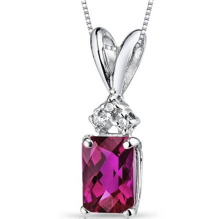 Oravo 1.25 Carat T.G.W. Radiant-Cut Created Ruby and Diamond Accent 14kt White Gold Pendant, 18