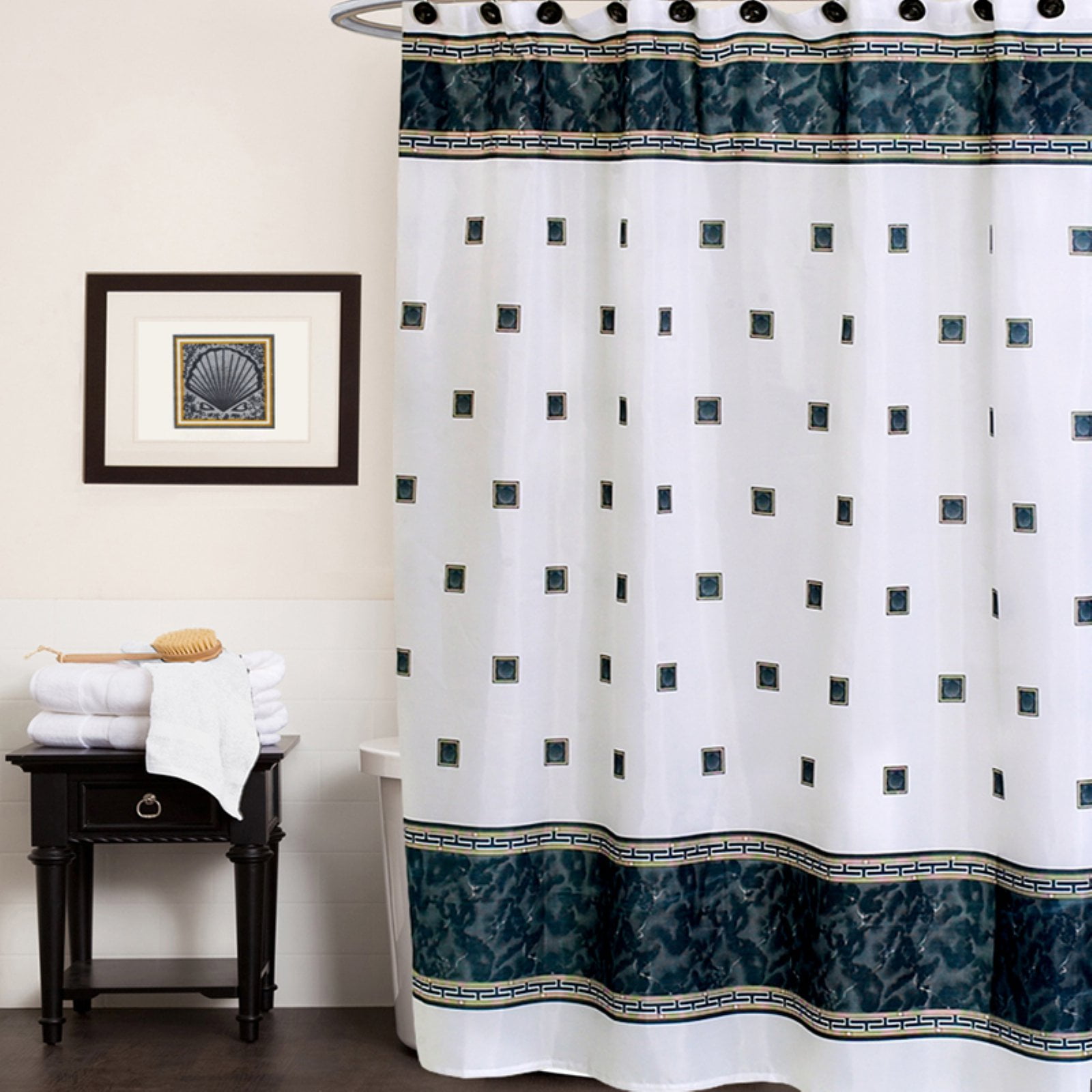 Sweet Home Collection Greek Key Seashell Pattern Polyester Fabric