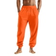 thumbnail image 2 of Resicozy Casual Joggers for Men Cotton Drawstring Elastic Waist Cargo Pants Lightweight Sweatpants with Pockets Saffron M, 2 of 7