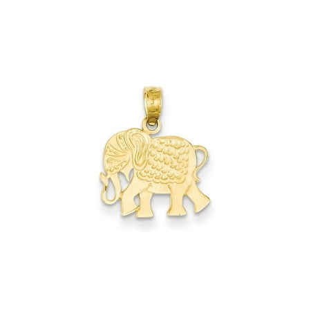 Gold Elephant Charm Pendant 14kt Yellow Gold Textured Elephant Pendant Charm Necklace Animal Fine Jewelry Ideal Gifts For Women Gift Set From Heart ()