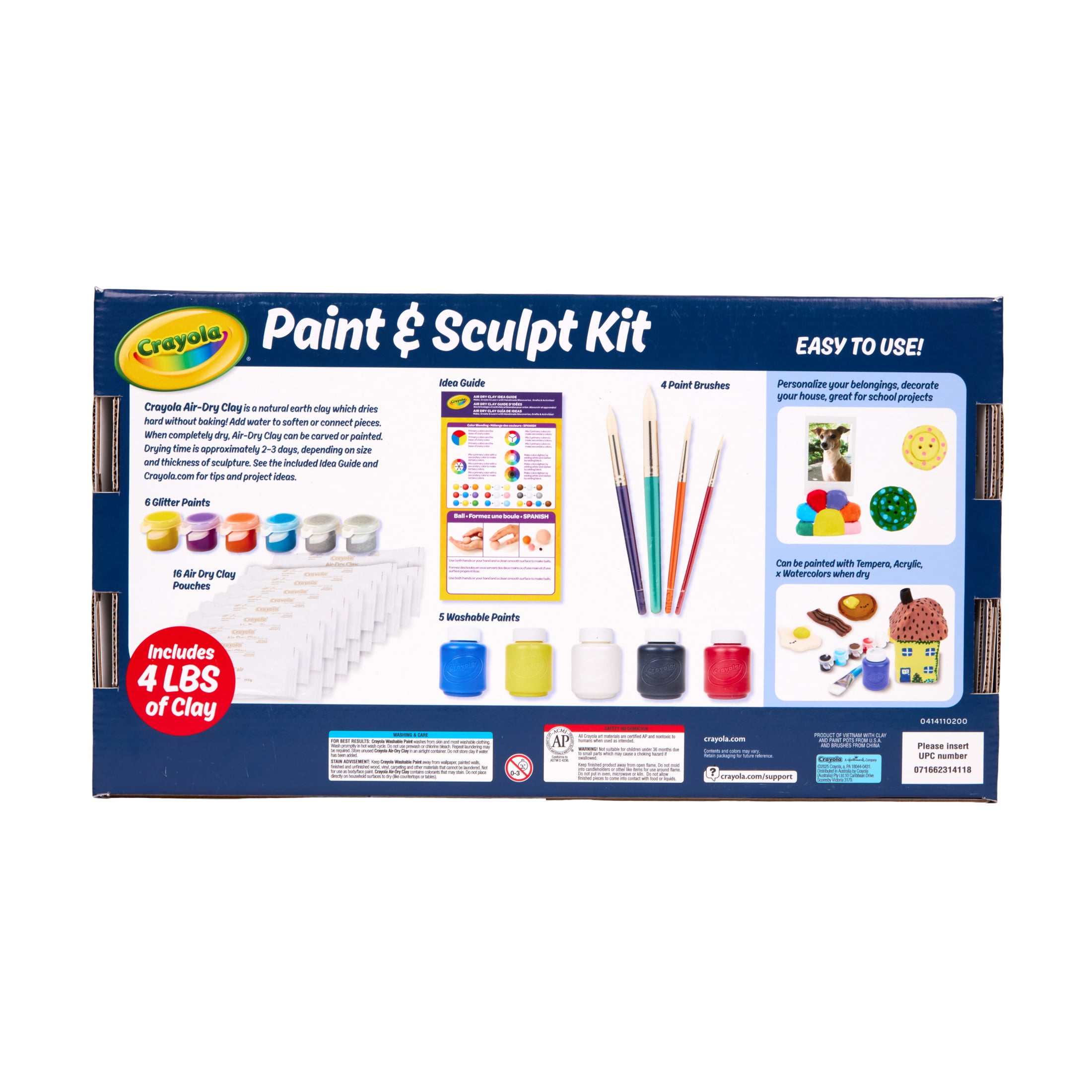 Crayola Paint and Sculpt, 32ct, Air Dry Clay and Washable Kids Paint, Arts and Crafts Kit, DIY Clay Activity Set, Gifts, Ages 5+