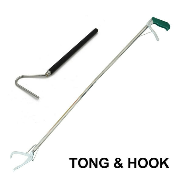 47” Heavy Duty Snake Tongs & 39.3" Snake Hook Grabber Stick Reptile With Self-Lock Wide Jaw Anti-slip Handle Stainless Steel