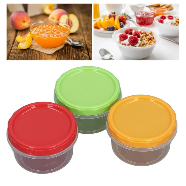 1 Cup Containers, Round Plastic Food Containers Stackable with Lid for Snack Salad Dressing