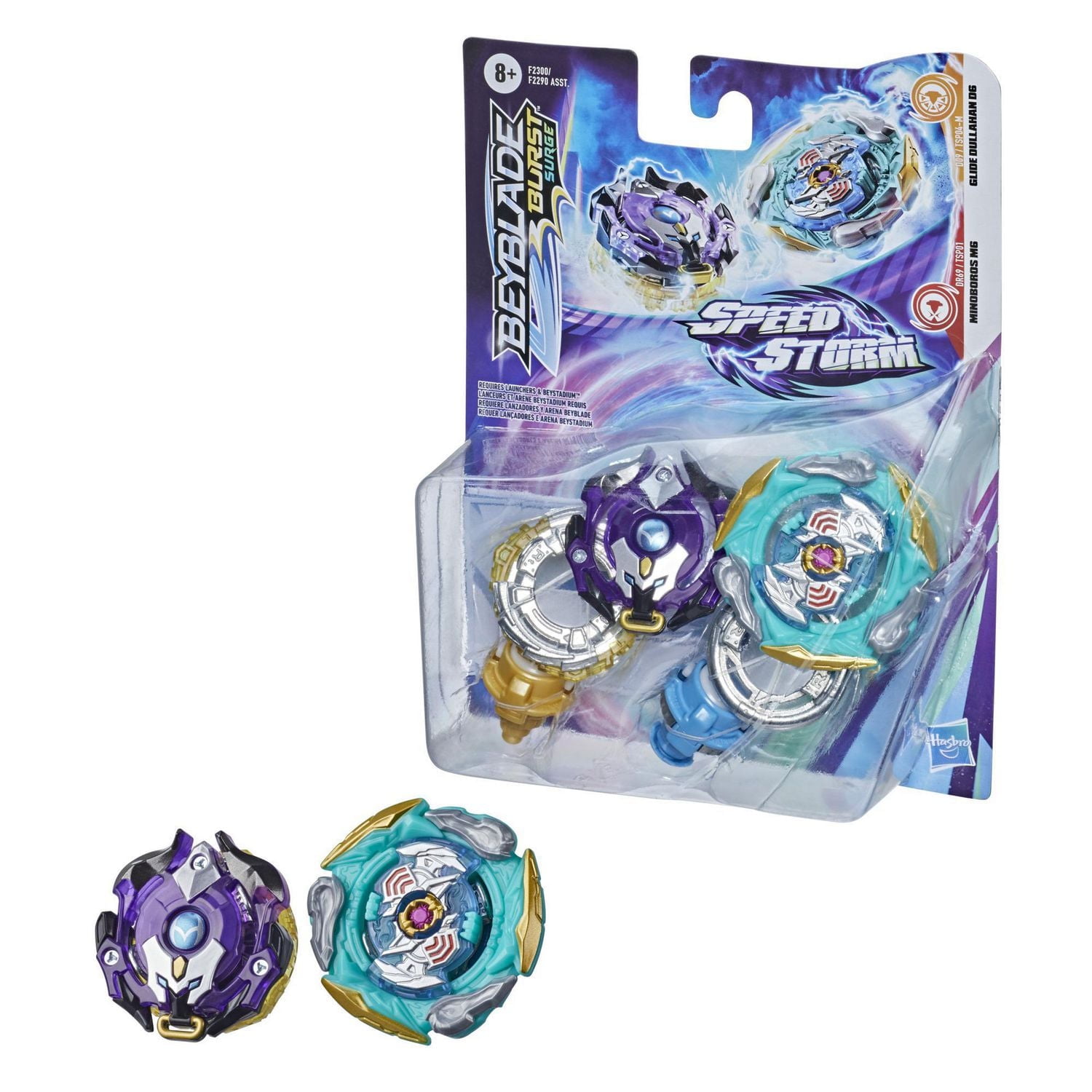 Beyblade Burst Surge Speedstorm Glide Dullahan D6 and Minoboros M6 Spinning Top Dual Pack -- 2 Battling Game Top Toy for Kids Ages 8 and Up