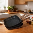 thumbnail image 5 of CONCETTA Non-Stick Cookware Set, Square Frying Pan, Wooden Handle, Suitable For Indoor And Outdoor Camping and Rv Cooking, Gift for Mother's Day, Black, 5 of 7