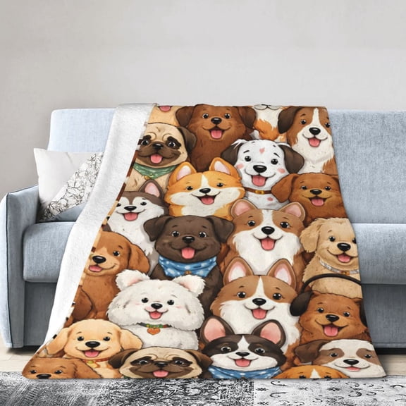 Dogs Blanket Gift Throw Blanket Cozy Soft Home Decor Cute Puppy Design Gift for Pet Lovers and Animal Enthusiasts 50x40