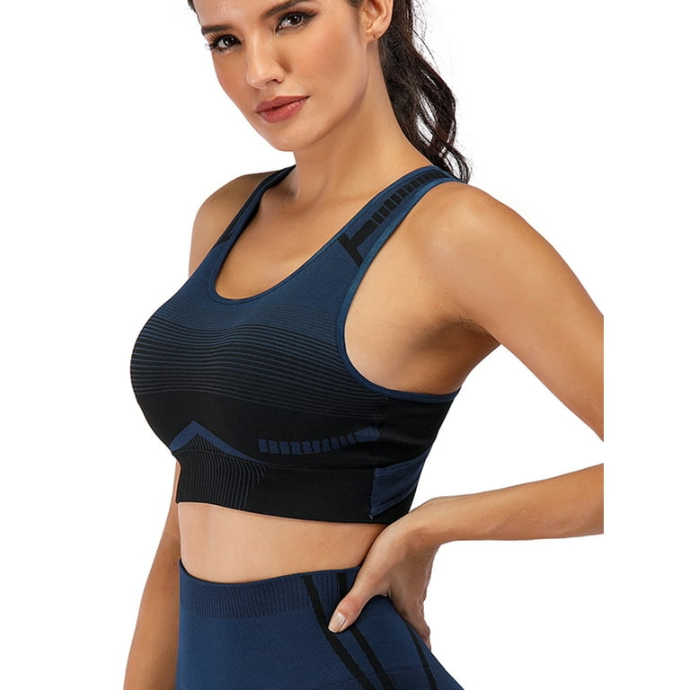 Women's Sports Bra High Impact Support Bounce Control Wirefree Mesh  Racerback Top