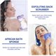 thumbnail image 4 of Esponja de baño africana de 3 piezas Esponja de baño exfoliante larga de red africana Esponja de baño para ducha Limpiador de espalda para uso diario (naranja, púrpura, negro) JAMW Sencillez, 4 of 5