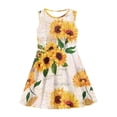 thumbnail image 2 of Renewold Fall Sunflowers Sleeveless Party Dress Spring Summer A Line Skater Dress for Teens Girls Novelty Round Neck Midi Dresses Self Cultivation Sundress Size 5-6, 2 of 5