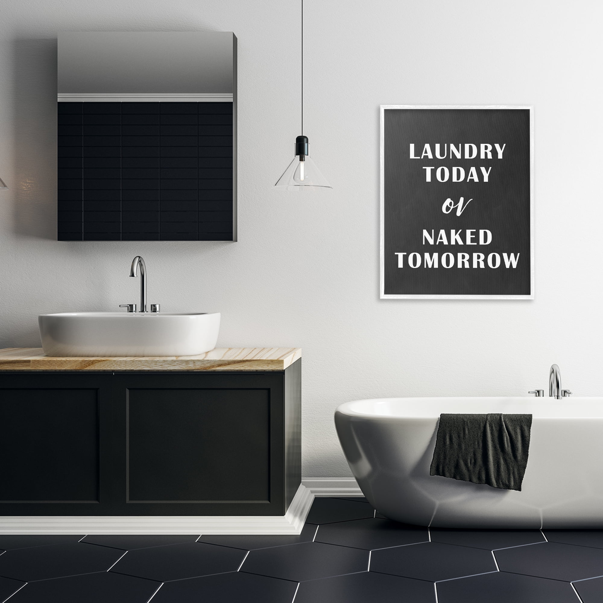 Stupell Industries Laundry Today Chalkboard Typography Painting White Framed Art Print Wall Art, 24 x 30
