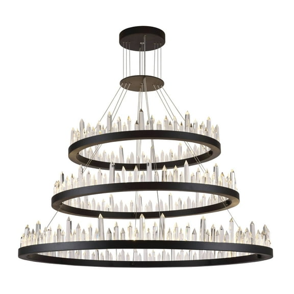 Elegant Lighting 1705G3l Malta 3 Light 42" Wide Led Crystal Ring Chandelier - Grey