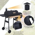 thumbnail image 6 of Olurrisa 48" Steel Portable Charcoal BBQ Grill & Offset Smoker Combo with Wheels, 2 Shelves & Thermometer for Backyard, Outdoor Cooking & Smoking, 6 of 7