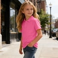 thumbnail image 6 of Amidoa 3 Pack Children's Polo Shirts Short Sleeve – Boys Girls Casual Sport Performance Tee Set Solid Color School Uniform,Pink Size 12, 6 of 7