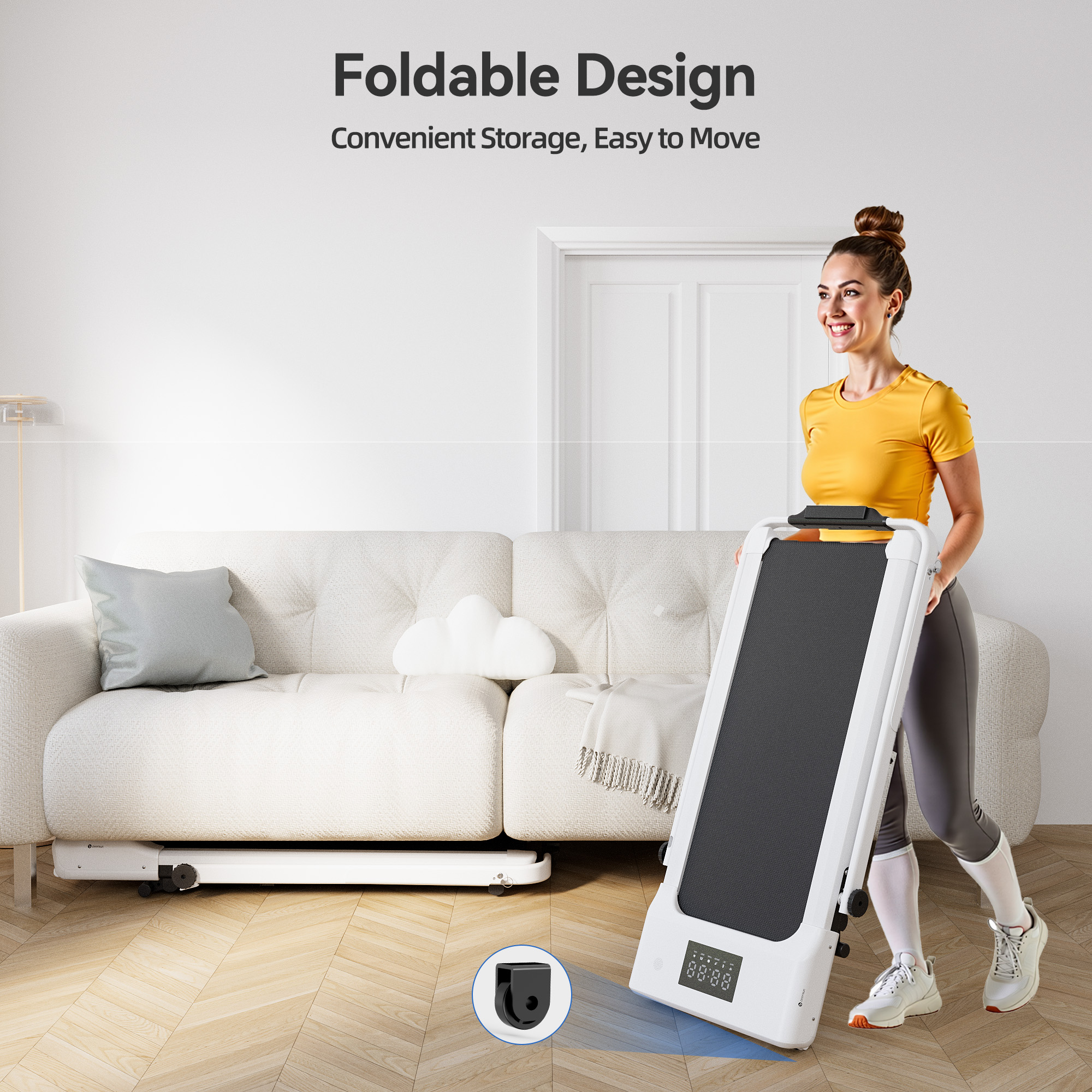3 in 1 Folding Treadmills for Home, 3.0HP Powerful and Quiet Under Desk Treadmill, 300 lbs Capacity Foldable Walking Pad Treadmill with Remote Control and Space Saving, Free Installation