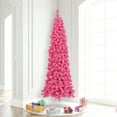 thumbnail image 3 of Vickerman 7.5' Flocked Pink Pencil Fir Artificial Christmas Tree, Pink Dura-lit LED Lights, 3 of 3