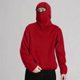 thumbnail image 2 of Men's Balaclava Hoodie Winter Half Zipper Hooded Sweatshirt with Pocket Wind Resistant Athletic Coat, 2 of 9