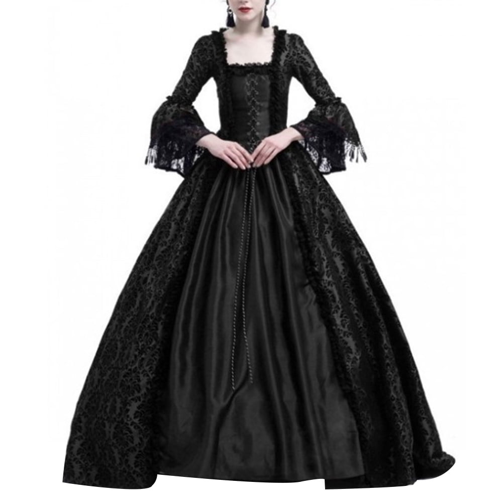 black maxi dress bell sleeves