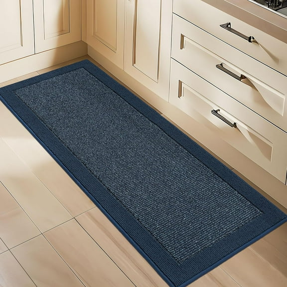 Kitchen Runner Rugs 24"x60", Kitchen Rugs Non-Slip Kitchen Mats for Floor, Absorbent and Stain Resistant Kitchen Mats, Machine Washable Rug for Kitchen, Hallway, Laundry & Sink, Blue