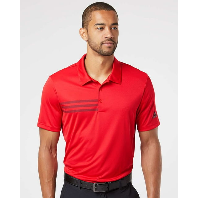 Adidas Polo de Poitrine à 3 Bandes pour Hommes, P, Rouge Collégial Noir