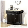 thumbnail image 2 of KWUXIN Black Triple-Cabinet Kitchen Island on Wheels with Drawers & Rolling Utility Cart, 2 of 9