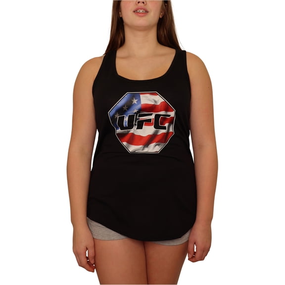 UFC Womens USA Country Racerback Tank Top, Black, Small