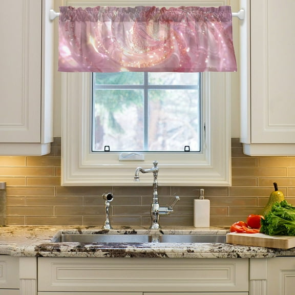 A Pink Spiral Curtain Valances Farmhouse Design Window Treatment Decor Blackout Rod Pocket for Windows Living Room Kitchen 54" x 18"