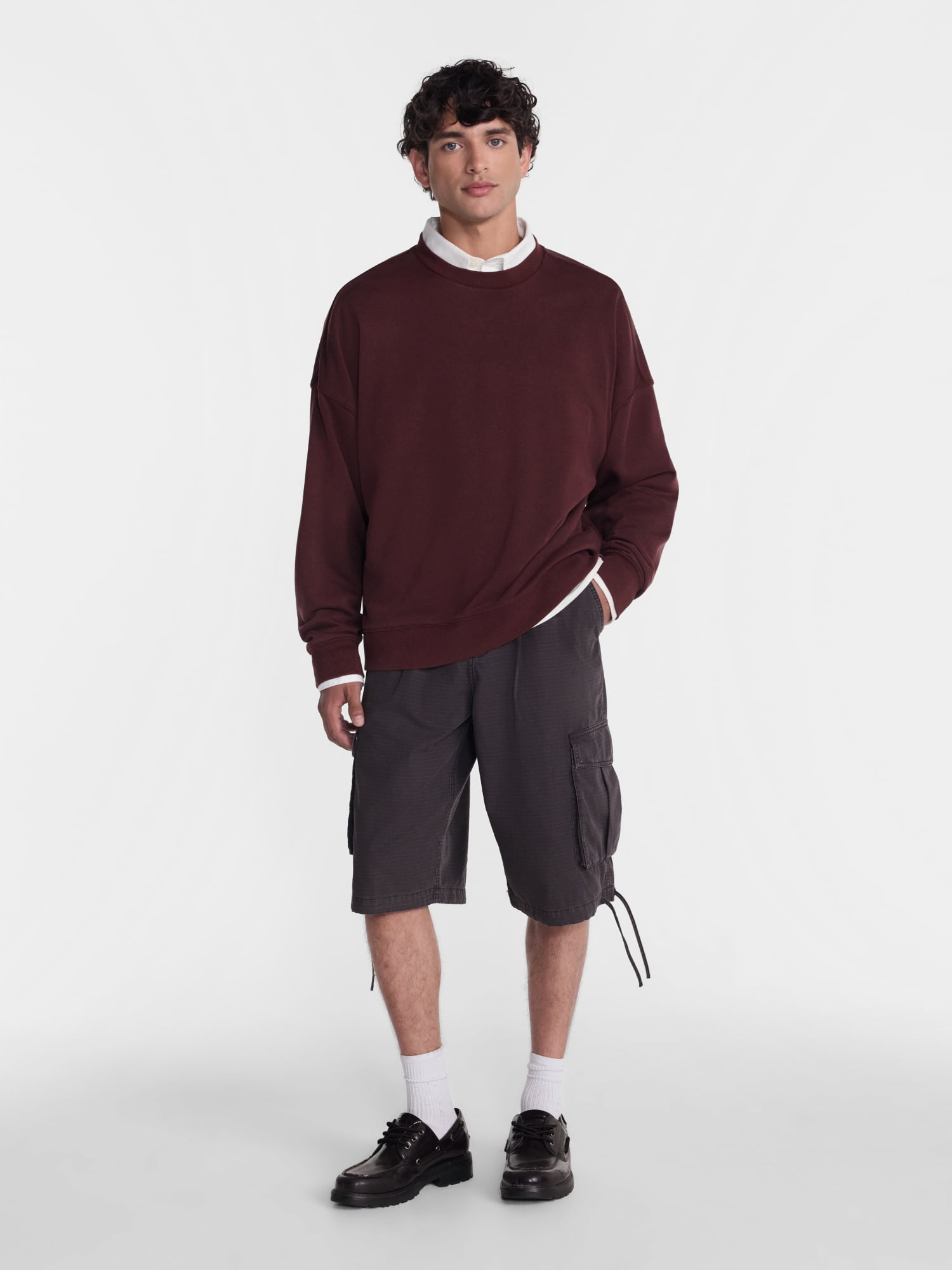 No Boundaries Crewneck Fleece Sweatshirt with Long Sleeves, Men's XS-4XLT