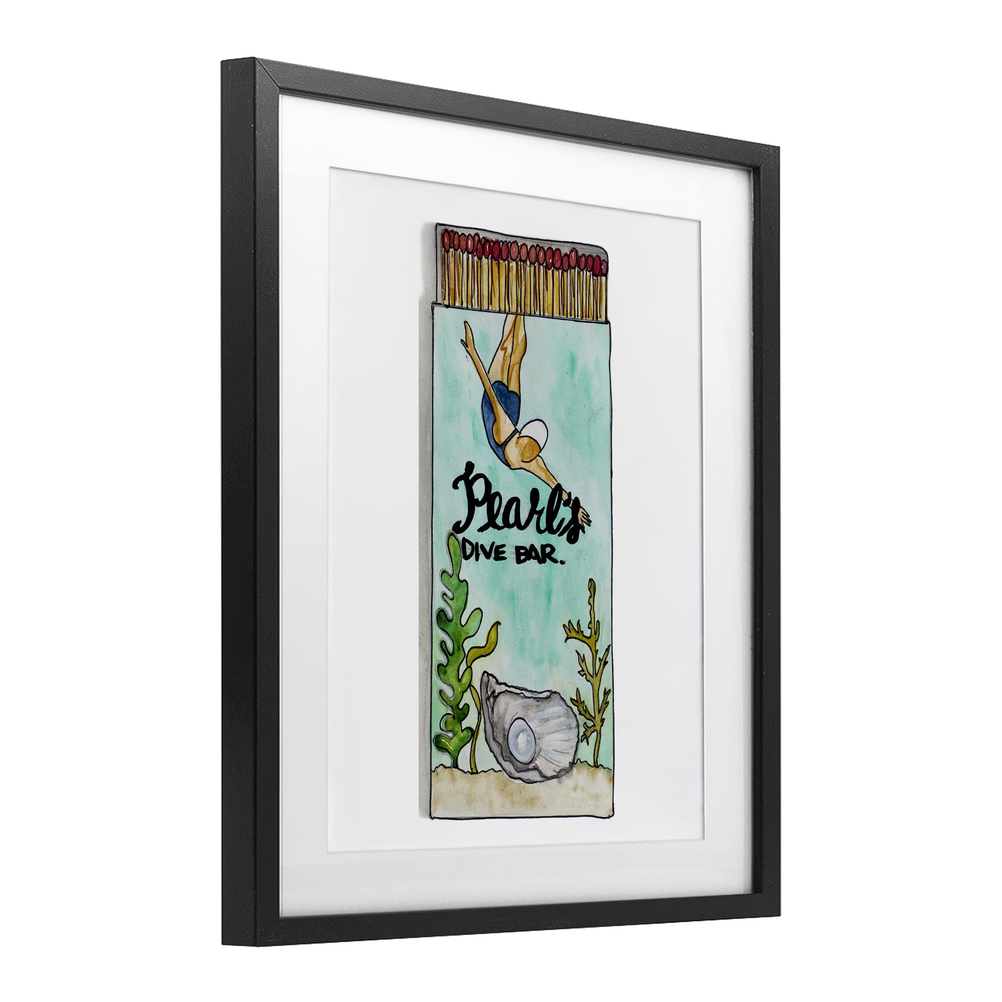 Stupell Industries Pearl Dive Matchbook Black Framed Print Under Glass, design by Nola James