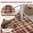 thumbnail image 6 of HIWEAVER Red 10' x 13' Distressed Neutral Plaid Area Rug for Living Room Washable Non Slip Modern Checked Indoor Carpet for Bedroom Decor Low Pile Farmhouse Floor Cover, 6 of 7