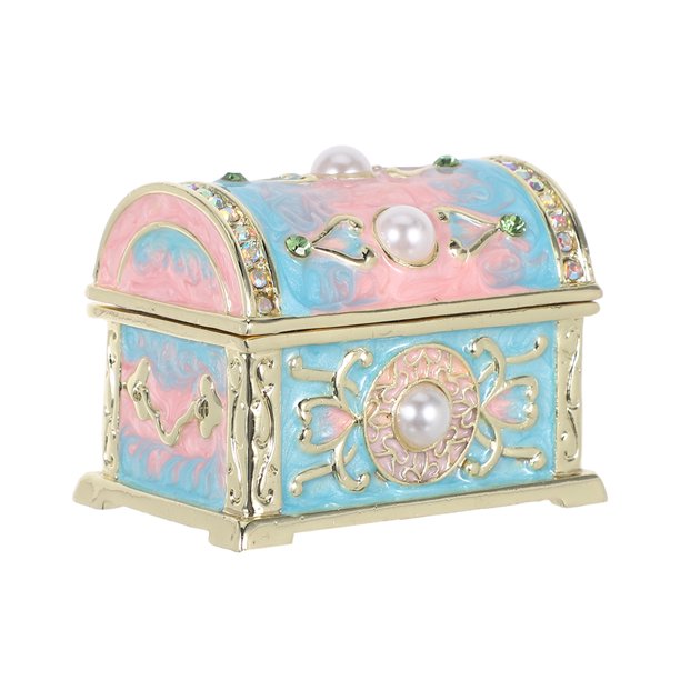 Cofre del Tesoro Pirata: Mini joyero decorativo de esmalte, pequeño contenedor de baratijas, colección de tesoros vintage favoritos, caja de almacenamiento para niñas o mujeres.