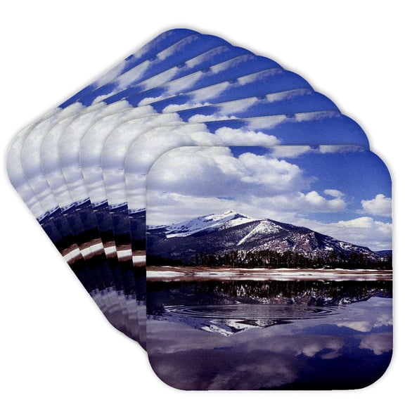 3drose, Rocky Mountains Colorado Snow River, Set of 8 Coasters - Soft
