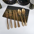 thumbnail image 1 of Bonixoom Gold-Stamped Black Dot Disposable Party Set, Paper Cups, Plates & Napkins for 25, 8-Piece Set, 1 of 6