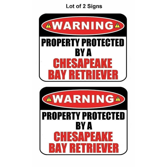 PCSCP 2-Count Warning Property Protected by a Chesapeake Bay Retriever 9 inch x 11.5 inch Laminated Dog Sign