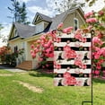 thumbnail image 2 of Home Decorative Outdoor Peony And Roses Garden Flag Burlap Double Sided, Primitive Garden Decorations, Black and White Stripes Flowered Seasonal Outdoor Flag 12.5 x 18 inch, 2 of 6