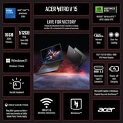 Acer Nitro V 15.6” FHD IPS 165Hz Gaming Laptop, Intel Core 5 Processor 210H, NVIDIA GeForce RTX 4050 with 6GB GDDR6 VRAM, 16GB RAM, 512GB PCIe Gen 4 SSD, Obsidian Black