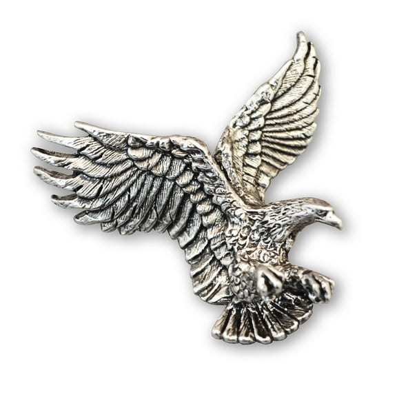 American Eagle in Flight Silver Finish Pewter Jacket or Hat Pin by Real Metal P-40